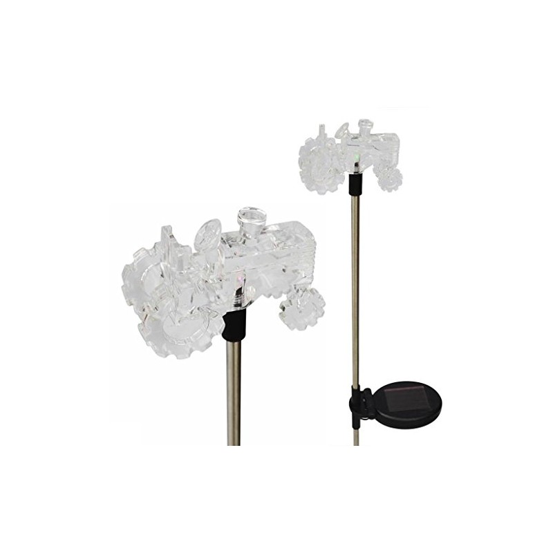 Ntertainment House Clear Acrylic Tractor Solar Yard Stick Color Change
