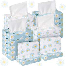 Yinder 24 Packs 960 Sheets Tissue Cube Car Facial Boxes Disposable Facial Travel Tissues Holder Soft Watercolor Boxes 2 Ply 40 Sheets for Wedding Household Car Kitchen Bathroom(Fresh Daisy)