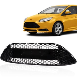 PIT66 Front Bumper Center Grille Grill, Compatible with Ford Focus ST 2013 2014, Mesh Honeycomb Radiator Grill Insert Replace# CM5Z8200BA (Gloss Black)