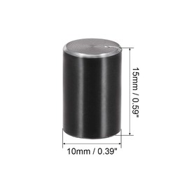 sourcing map 5 x Aluminium Volume Control Potentiometer Knurled Shaft Rotary Knob 10 mm x 15 mm Black