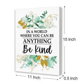 Gwisml In A World Where You Can Be Anything Wall Decor,Inspirational Quotes Rustic Plant Themed Canvas Frame Paintings For Office Home Workplace Wall Art Decor