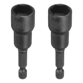 sourcing map 2pcs Magnetic Nut Driver 13mm Hex Drive Socket CR-V Steel Power Screw Drill Bits Socket Wrench Tools with 1/4" Quick Change Hex Shank for Power Drills Impact Drivers, Black