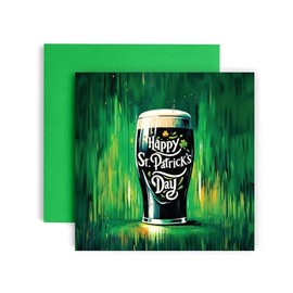 Huxters St Patricks Day Card - Irish Guinness Pint Hearts and Shamrock for Best Friend Husband Wife Dad Mum Paddy's Day 14.8cm