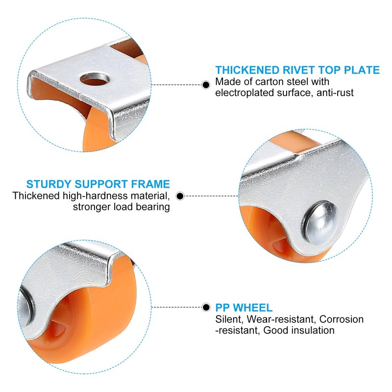 PATIKIL 1" Mini Fixed Plate Caster Wheels, 4 Pack Low