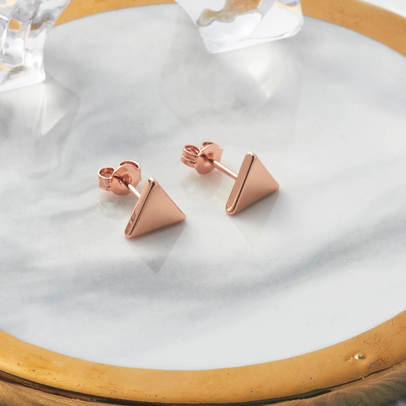 Philip Jones Rose Gold Plated Triangle Stud Earrings