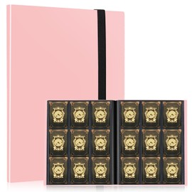 Card Binder, EDUDIIU 9 Pockets Premium Trading Card Binders, Cards Collection Binder Album, Side Loading Yugioh Holder Book for Sport, Football, Baseball Collector - Pink