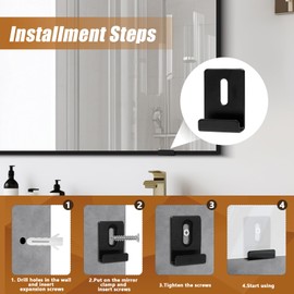 Marvexi 8 Packs Metal Mirror Holder Clips Attachment, 1/4" Heavy Duty Mirror Hanging kit with Screws for Billboard Display(Black)