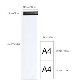 LanttAotte Unique Poly Mailers 12x43 Inch 50 Pack Envelopes Bag for Long Items,White Self Sealing Waterproof Mailing Shipping Bags