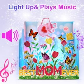 Yinqing LIGHTS & MUSIC Mothers Day Pop Up Card, Happy Mother’s 3D Card, Garden Design Mother‘s Day Greeting Cards from Daughter, Son, Husband, Gifts Cards for Mom Wife Grandma(Battery Include)