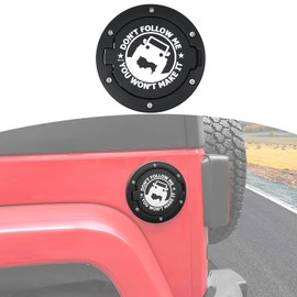 RT-TCZ - Cubierta de tapa de gasolina para Jeep JK JK, cubierta de puerta de depósito de gasolina para Jeep Wrangler JK JKU 2007-2017, accesorios exteriores de aleación de aluminio negro (logotipo