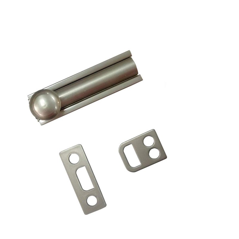 QCAA Solid Brass Surface Bolt, 2", Satin Nickel, 2 Pack,
