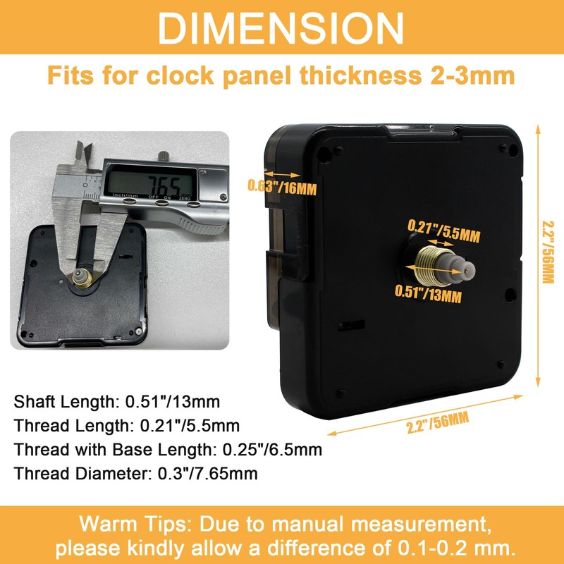 suiwotin 1pc Clock Mechanism Replacement, 13mm/0.51 Inch Shaft Length Wall