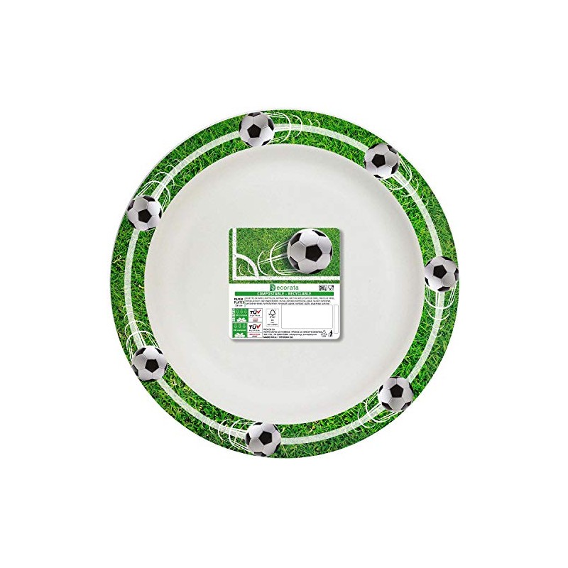Procos 93220 Plates Football Party Diameter 24 cm Compostable Pack