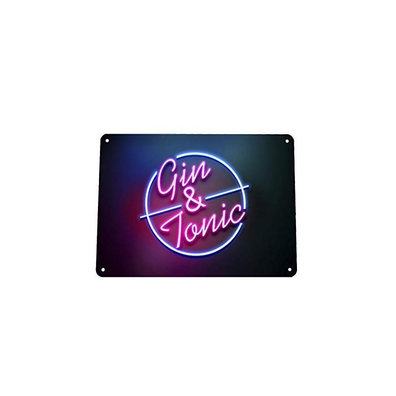 Gin & Tonic bar Sign - Neon effect Metal Sign