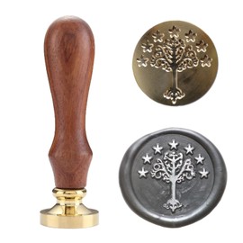 Wax Seal Stamp Kit, Tree of gondor Stamp with Vintage Wooden Handle for Wedding Envelopes Invitation Christmas Decoration (Tree of gondor Stamp)