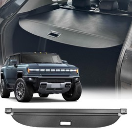 Volcaner Cargo Cover Fit for GMC Hummer EV Accessories 2025 2024, Leather Retractable Trunk Cover Organizer Security Shielding Shade Tonneau Cover for Hummer EV SUV Accessories
