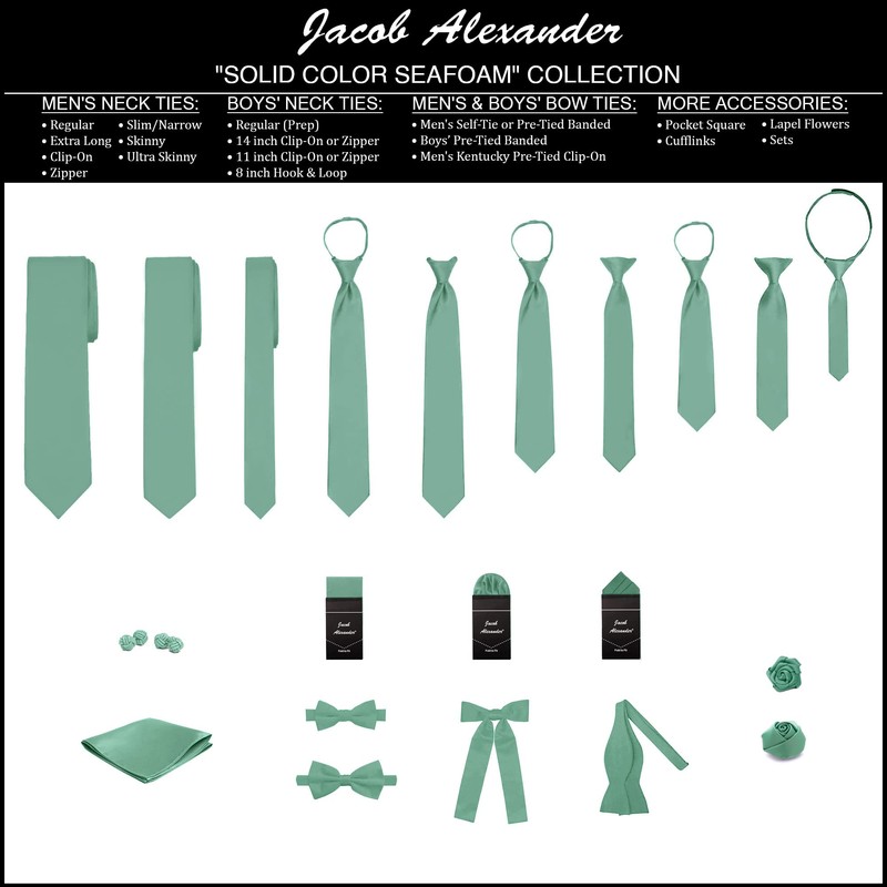 Jacob Alexander Solid Color Men's Regular Tie - Seafoam
