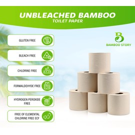 Premium Bamboo Toilet Paper, PFAS Free, Chemical Free Toilet Paper, Unbleached, (24) 3PLY & 300 Sheets, FSC Certified, Organic Brown, Plant-Based, Tree-Free, Plastic Free, BPA Free (24)