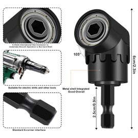 21 Pcs Right Angle Drill Attachment Set Includes 2Pcs Flexible Drill Bit Extension 3Pcs 360° Rotatable 1/4 3/8 1/2" Impact Grade Socket Adapter 3Pcs Drill Bit Holder 10 Short Screwdriver Bits