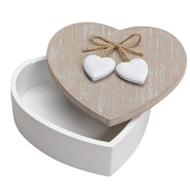 G. Wurm Heart-Shaped Wooden Box 5 x 14 cm Storage Box Natural / White - Jewellery Box Storage Box Gift Packaging
