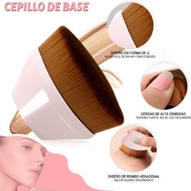 Set 4 Aplicadores Maquillaje Brochas Esponja Belleza Polvo Base Corrector Cerdas Suaves Paquete de 4 Piezas Alta Calidad (Rosa)