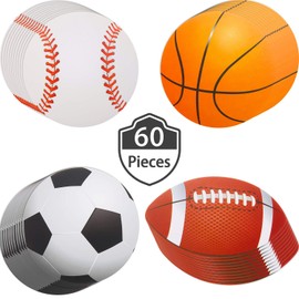 60 Pieces Sports Ball Cutouts Basketball Football Soccer Baseball Cutouts for Sports Theme Party Baby Shower Birthday Decoration