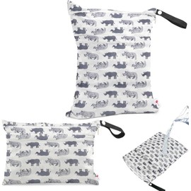 FLYSKY 2 Bolsa para Ropa Mojada, Bolsa Impermeable Natacion, Bolsas Húmedas Secas para Pañales de Tela de Bebé, Bolsa Organizador,Reutilizables y Lavables,para Piscina de Playa,Viajes, Ropa Sucia,M+S