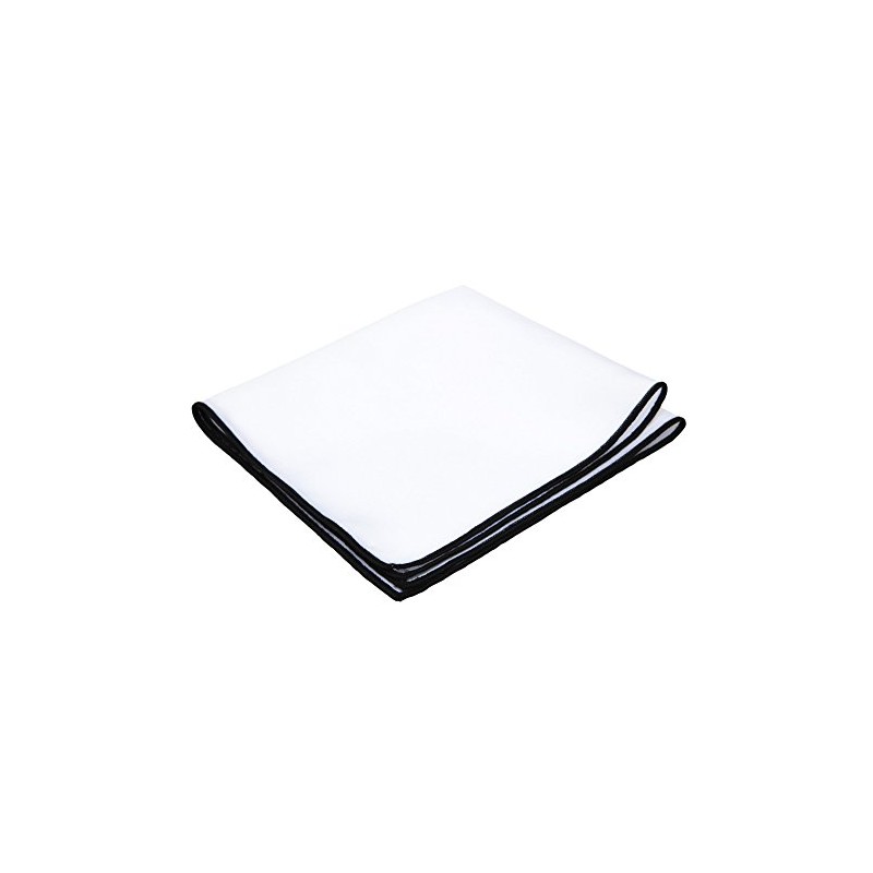 Jacob Alexander Solid White Pocket Square with Embroidered Edge -