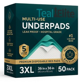 Incontinence Bed Pads 17 x 24, 50 Count - Extra Large Disposable Pee Pads for Adults, Super Absorbent Bed Liner for Incontinence Disposable, Great for Adults, Babies & Pet