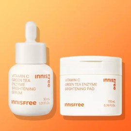 Innisfree 이니스프리 비타민C 2종 세트 비타민C 캡슐 세럼 30mL + 비타민C 그린티 엔자임 잡티 토닝 패드 60매 Innisfree Vitamin C 2-Piece Set Vitamin C Capsule Serum 30mL + Vitamin C Green Tea Enzyme Dark Spot Toning Pad 60 Sheets