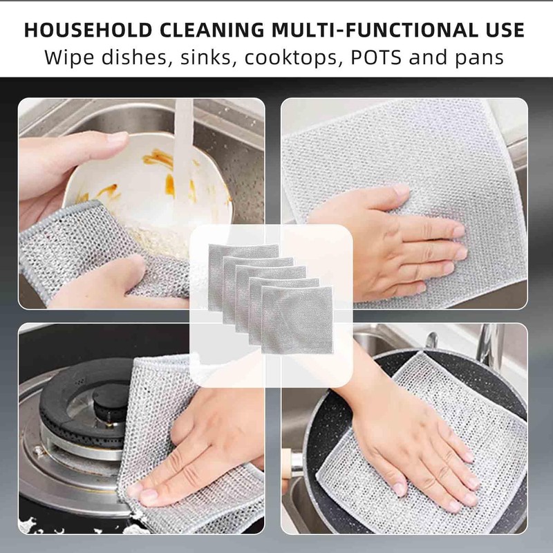 strrng 5 Pieces Wire Cleaning Cloths,Wire Miracle Cleaning Cloths,Smart Scrubs,for