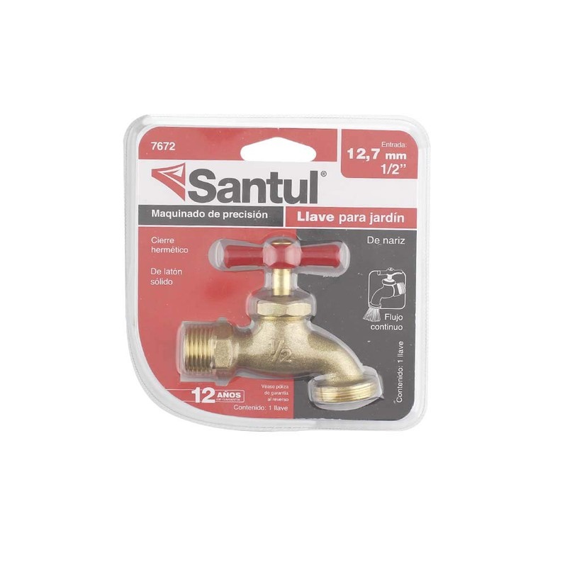 SANTUL, Llave de Nariz para Manguera, Latón Sólido, Flujo Continuo,