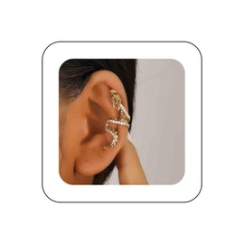 Jugielu Punk Dragon Ear Cuff Earrings Crystal Dragon Earring Gold Dragon Cuff Wrap Earrings Cz Dragon Cartilage Cuff Earrings Dragon Crawler Cuff Earrings Jewelry For Women(Gold Left)