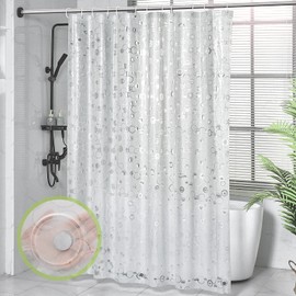 OTraki Shower Curtain, 180 x 200, 100% EVA Material, Shower Curtains, Waterproof, Antibacterial EVA Curtain with Weight Lead Block Bottom for Shower and Bathtub for Children, with 12 Shower Curtain