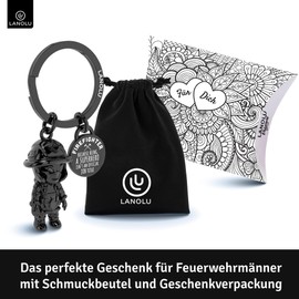 LANOLU Fireman Key Ring, Fire Brigade Gifts for Men, Lucky Charm Gifts for Firefighters Made of Metal