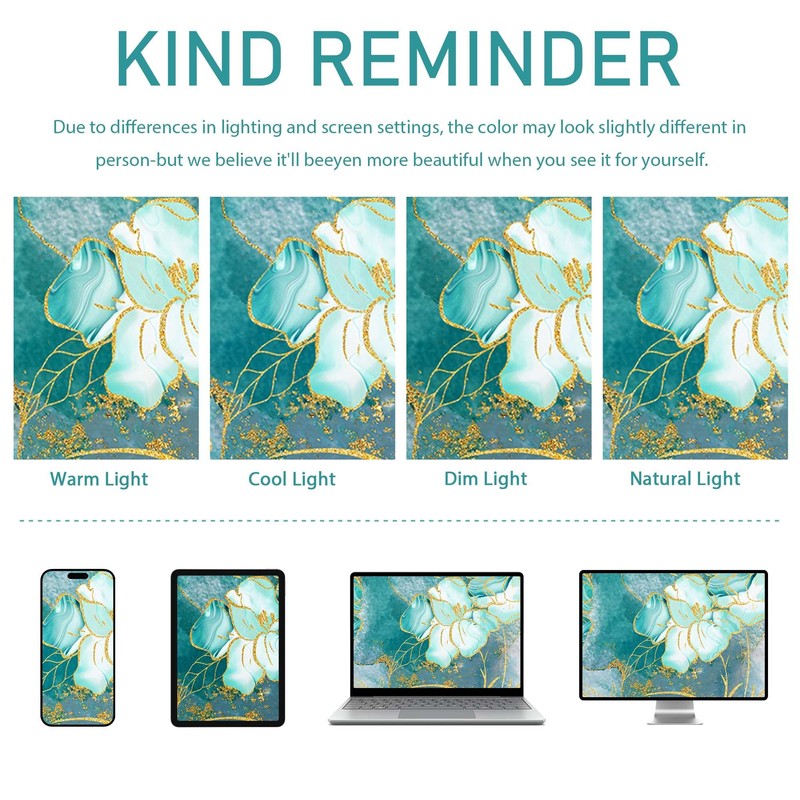 Bxpaitx Turquoise Shower Curtain Aqua Teal and Gold Abstract Floral