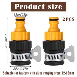 XZSKD 2PCS Kitchen Tap Hose Connector, Universal Tap Connector for Hose Pipe,15mm Plastic Detachable Nipple Connectors for Kitchen Garden Bathroom Indoor and Outdoor Use