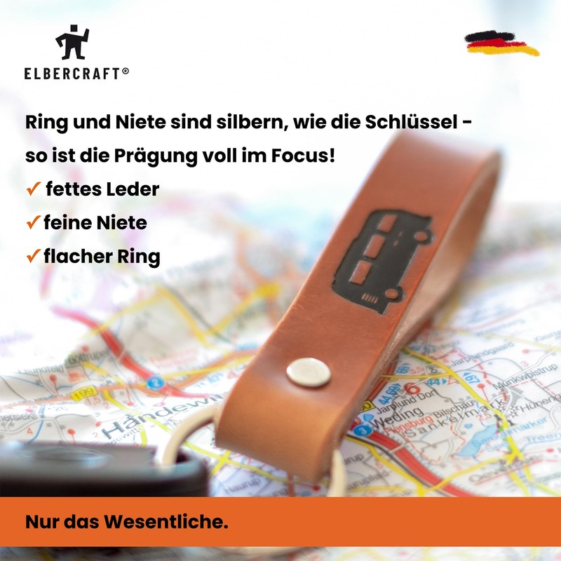 ELBERCRAFT Keyring Leather Motorhome - Gift Camping & Caravan |