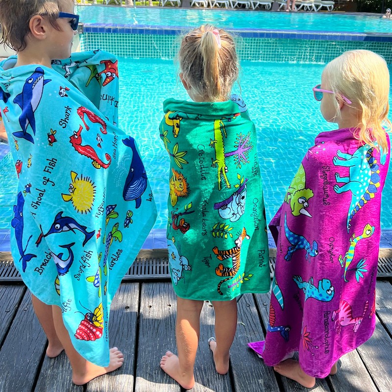 Tyrrell Katz Kids Jungle Printed Towel in Blue - Children’s