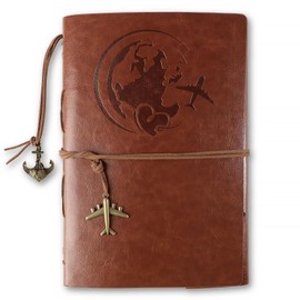 A5 Faux Leather Notebook 160 Pages Blank with Retro Pendants Refillable Embossed Travel Diary Vintage Journal Travel Notebook Gifts Ring Binder Sketch Book for Writing Yourself Travel Diary