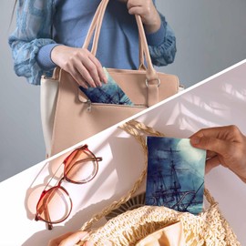 Beabes Pirate Ship Glasses Case Sunglass Cases Octopus Tentacles Ocean Night Leather Sunglass Organizer Eyeglasses Case Glasses Cases Pouch For Men Women