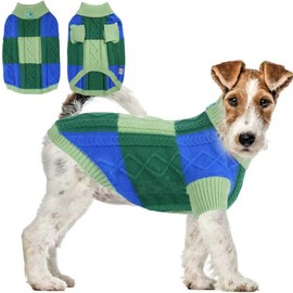 To A Turn Turtleneck Pet Sweaters for Dogs Boys or Girls,Color Inlay and Moving Needle Pattern Dog Sweater,Pet Clothes,Dog Sweaters,Suitable for Various Breeds Dogs or Sizes (Green Group,L)