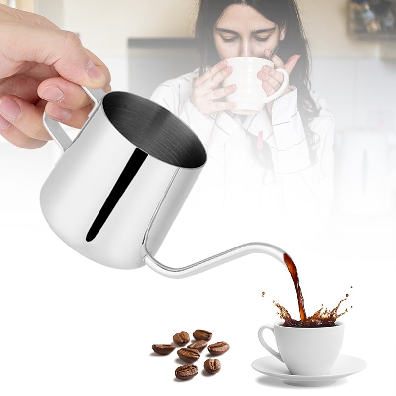 Stainless Steel Drip Coffee Pot Long Gooseneck Spout Kettle Cup