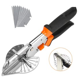 Multi Angle Miter Shear Cutter, Jhua 8'' Multifunctional Trunking Shears Hand Tools 45 Degree To 135 Degree Miter Shears Cutting Tool with 10 Spare Blades for Cutting Chamfer, Soft Wood, Plastic, PVC