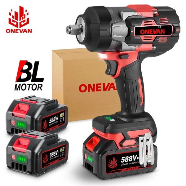 ONEVAN 2800NM Cordless Electric Impact Wrench Gun 1/2'' High Power