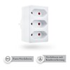 feletec 3-Way Socket Adaptor 3x Euro, White, Multiple Plug, Multiple