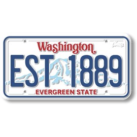 Washington State License Plate Magnet by Classic Magnets, 1.9" x 3.8", Collectible Souvenirs Made in The USA