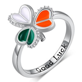 Clover Ring 925 Sterling Silver Four Leaf Clover Jewelry for St Patricks Day Irish Clover Ring for Women Girls