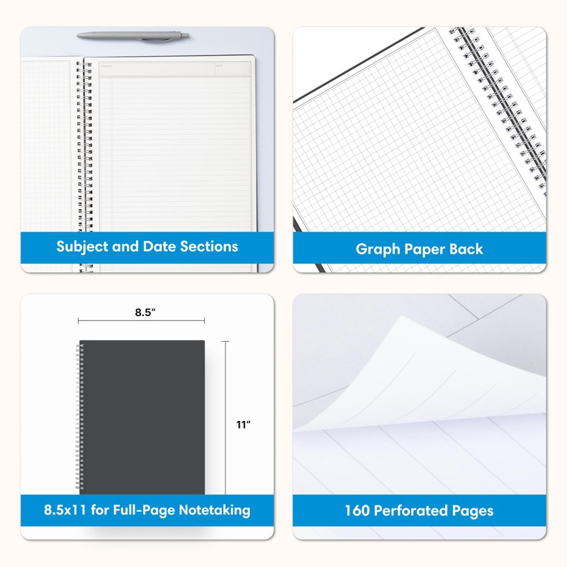 Blue Sky Notes Professional Notebook, Flexible Cover, Twin-Wire Binding, 8.5"