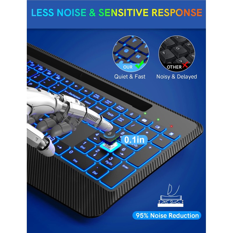 Wireless Keyboard with 7 Colored Backlits, Wrist Rest, Phone Holder,